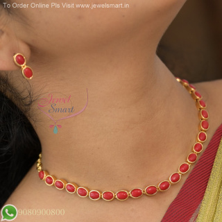 Traditional Coral-Like Gold Plated Necklace Set with Matching Earrings – Multiple Colours NL27136