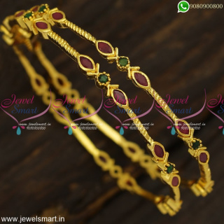 Cute Eye Cut Stones Slim Gold Bangles Design Snazzy Jewellery Shop Online B23984