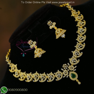 Mango Design CZ Gold Plated Necklace Set with Ruby Emerald Stone – Sparkling Diamond Look