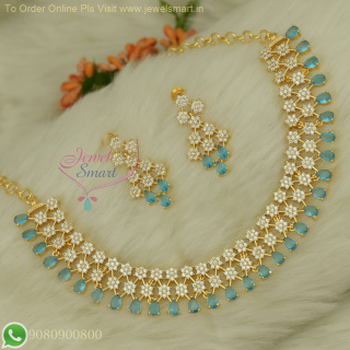 CZ Gold Plated Necklace Set with Screw Lock Earrings – Real Gold Look, Long-Lasting Finish, Adjustable Chain NL26873