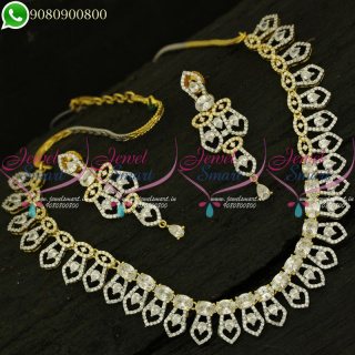 CZ Jewellery Trendy Necklace Set Online India Latest Designs Diamond Finish NL21005