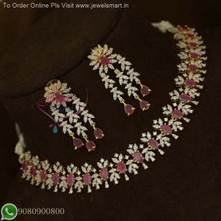 CZ White & Colour Stones Two Tone Gold & Silver Plated Diamond Look Necklace Set NL27141