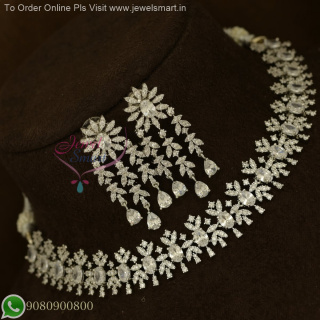 CZ White & Colour Stones Silver Plated Diamond Look Necklace Set NL27142