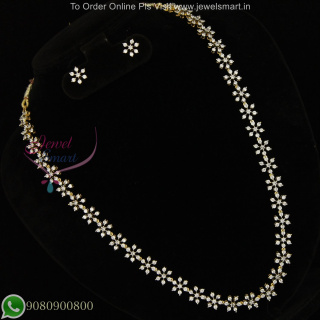 CZ White Stone Delicate Floral Necklace Set – Elegant Gold and Silver Plated Jewellery NL27205