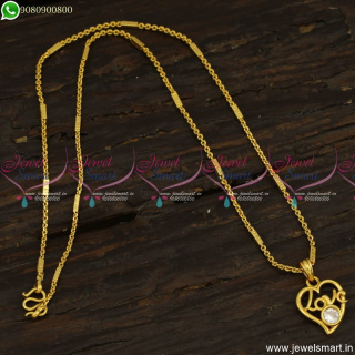 Daily Wear Capsule Chain Pendant Designs With Love Text Online CS23495