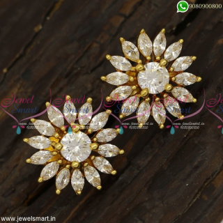 Dazzling Diamond Inspired Gold Covering Kammal Designs South Indian Jewellery ER23331