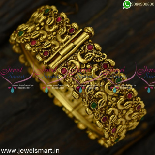 Dazzling Double Peacock Kada Bracelets Antique Gold Jewellery Designs B25048