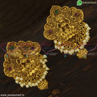 Delightful Gold Earrings Design Antique Temple Nagas Models Trending Imitation ER22912
