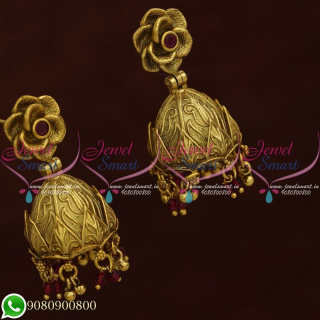 Designer Antique Jewellery Collections Floral Jhumka Earrings Online J20651A