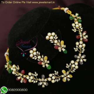 Designer Necklace Set with Pearls, CZ Stones, and Glass Beads – Unique Fashion Jewelry Collection NL26683