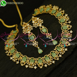 Diamond Finish Color Stones Necklace Set Trendy New Designs Online