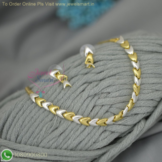 Beautiful Heart Shaped Two Tone Gold and Silver Necklace for Kids and Girls - Smooth Finish, No Stones NL26819