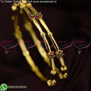 Diamond Jewellery Inspired Ruby Emerald Thin String Bangles Design B25542