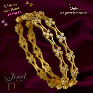 5 Stone C String Design One Gram Gold Bangles Sparkling Stones B25342