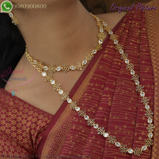 Diamond Look CZ with Colour Stones Long & Short Combo Necklace Set – Gold Plated & Affordable NL29311