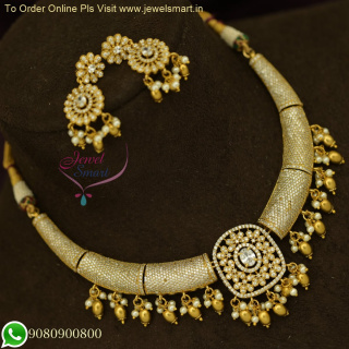 Tiny CZ Stones Filled Pipe Necklace Set - Sparkling Diamond Look Jewelry Set NL26313