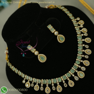 Diamond Look Monalisa Color Stones Necklace Set | Trending Jewelry Designs NL26861