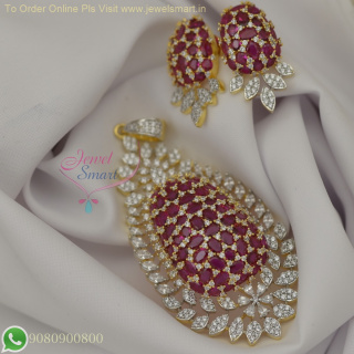 Stunning Diamond Look Pendant & Earrings Set with Sparkling CZ Stones – Colorful Options at Rs. 1999 PS26906