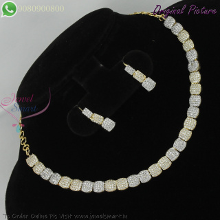 Diamond Look CZ Necklace Set | Simple Gold and Silver Finish | Affordable Fancy Jewellery NL29377