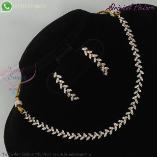 Diamond Look CZ Necklace Set | Simple Rose Gold Finish | Affordable Fancy Jewellery NL29382