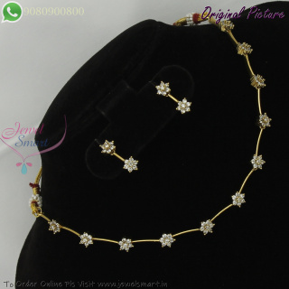 Diamond Look CZ Necklace Set | Simple Antique Finish | Affordable Fancy Jewellery NL29371