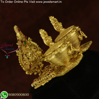 Divine Grace: One Gram Gold Kumkum Box with Temple-Inspired Design S25839
