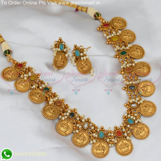 Divine Temple Jewellery Kasumalai Antique Guttapusalu Necklace Set NL25271