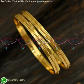 Dotted Spiral Line Smooth Baby Bangles Gold Covering Jewellery Designs B25213