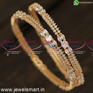 Double Layer Stones Rose Gold and Silver Diamond Bangle Designs Online B24236