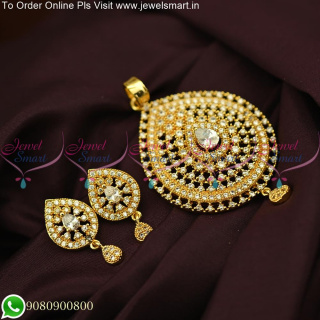 Simple Pear Shape White CZ Stones Pendant And Earrings Set PS25588