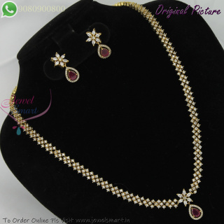 Simple Traditional CZ Stone Haram | Gold Look Jewellery with Dull Antique Finish NL29384