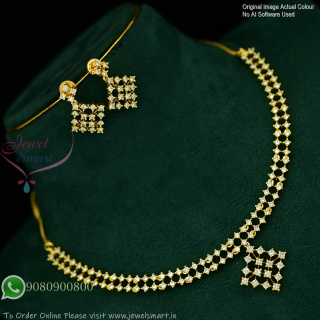 Diamond Look Gold Plated Necklace Set with Matching Earrings