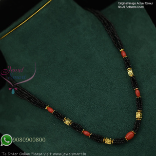 Traditional Black Beaded Coral Style Mangalsutra with Gold Plated Beads NL1106