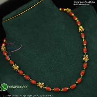 Coral Style Beaded Chain with Antique Gold Plated Floral Spacers NL1117N