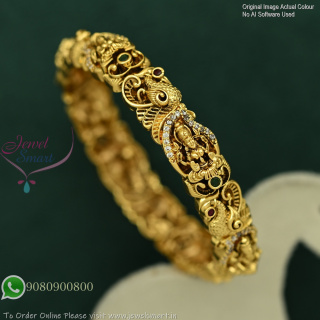 Clip Open Temple Bangles in Antique Gold Finish – Premium Quality B1131N