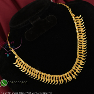 Gold Plated Plain Mango Design Traditional Short Necklace for Women NL27379