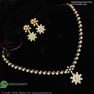 Elegant CZ Flower Design Necklace Set with Matching Earrings – Gold Plated NL1270N