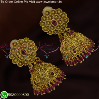 Floral Crystal Jhumka Earrings Trending Artificial Jewellery Collections J25645