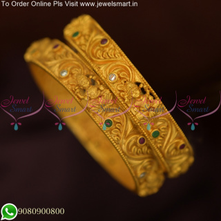 Matte Look Temple Jewellery Gold Bangles Design Shop Online B12726N