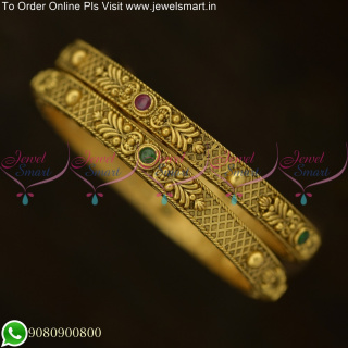 Embrace Timeless Elegance with Our Antique Finished Traditional Gold Bangles Designs B25700