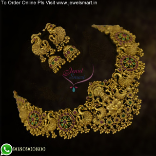 Exquisite Temple-inspired Choker Necklace and Jhumka Earrings Set Available Online NL23295N