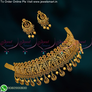 Uncut Finish Antique Choker Necklace Rich Look Designer Jewellery NL25365