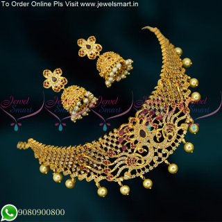 Fascinating Choker Necklace Gold Catalogue Design Low Price Long Lasting Colour NL23587