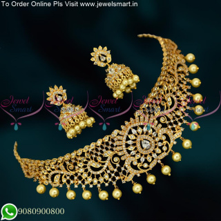 Beautiful Choker Necklace Gold Plated With Screwback Jhumka Earrings Online NL22534