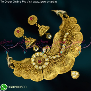 Antique One Gram Gold Original Foil Jadau Kundan Necklace Set NL25368