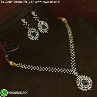 Affordable CZ White Stone Necklace With Monalisa Colour Stones In Pendant and Earrings NL25826