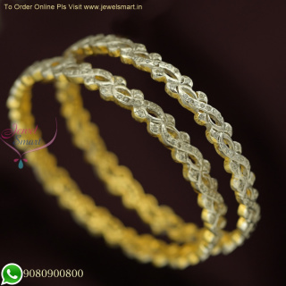 2.6 Size Diamond Look Original CZ Stone Bangles: Silver Plated | Exquisite Design | Shop Now