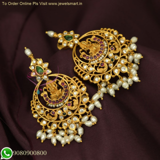 Big Size Temple Layer Stud Earrings Chandbali Style Laxmi God Engraved ER26128