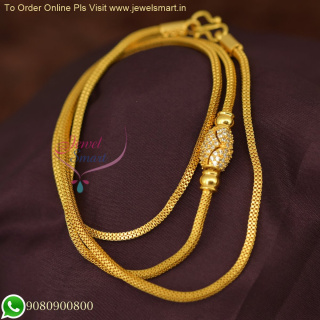 Elegant One Gram Gold Chains with Oval Stone Ball Mugappu - Premium Diamond Look Jewelry C26548