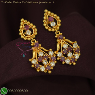 Gold Plated Earrings with Screw Lock – South Indian Traditional Jewellery Designs for Daily Wear ER26725